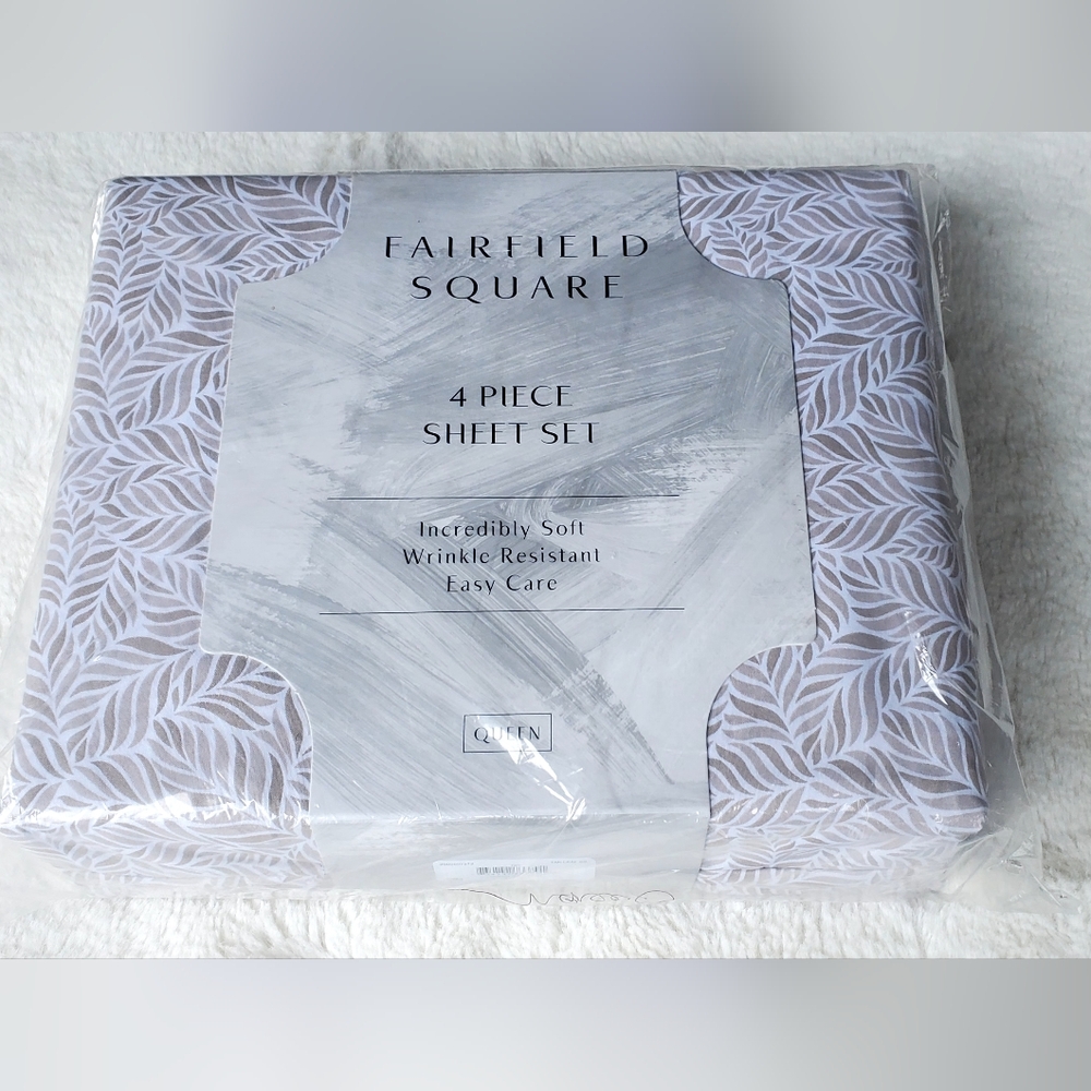 4-Piece Queen Sheet Set in Tan Leaf